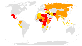 Locations of conflicts worldwide in 2015
.mw-parser-output .legend{page-break-inside:avoid;break-inside:avoid-column}.mw-parser-output .legend-color{display:inline-block;min-width:1.25em;height:1.25em;line-height:1.25;margin:1px 0;text-align:center;border:1px solid black;background-color:transparent;color:black}.mw-parser-output .legend-text{}
Major wars, 10,000+ deaths in 2015
Wars, 1,000-9,999 deaths in 2015
Minor conflicts, 100-999 deaths in 2015
Skirmishes and clashes, fewer than 100 deaths in 2015

- 2014 2016 - Ongoing conflicts around the world in 2015.svg