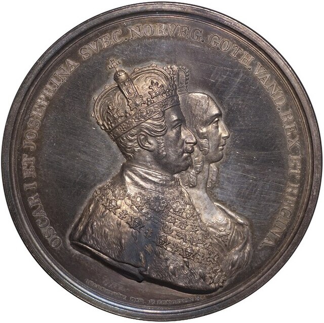 Coronation medal of Queen Josephine and King Oscar in 1844