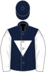 Dark blue, white inverted triangle and sleeves
