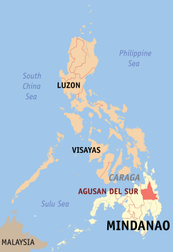 Mapa iti Filipinas a mangipakita ti pakasarakan iti Agusan del Sur.