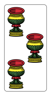 Three of Cups from a deck of Italian cards Piacentine-C3.svg