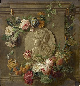 Medaljon med Apollo omgivet af frugt og blomster, 1782