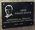 Plaque en mémoire de Franz Stock.