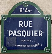 Plaque Rue Pasquier - Paris VIII (FR75) - 2021-06-28 - 1.jpg