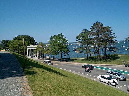 Portico over Plymouth Rock from Cole's Hill