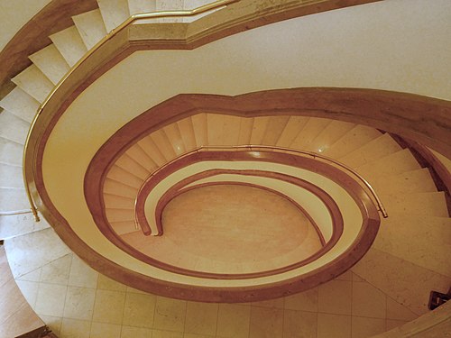 Helical staircase in Liechtenstein Palace, Prague, Czechia