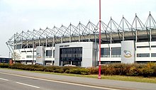 Pride Park, where Kinkladze played for Derby County between 2000 and 2003. Pride Park.jpg