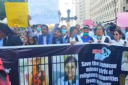 Protest against forced conversion of Christian girls in Pakistan organised by NCJP
