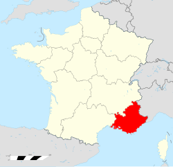 Lagekarte der Region Provence-Alpes-Côte d’Azur in Frankreich
