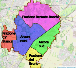 Mappa dei quartieri di Arcore
