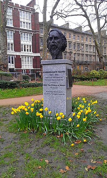 Bust of Tagore in Gordon Square, Bloomsbury, London