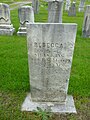 Gravestone of Rebecca King, who died in 1850 at age 78. Located at King and Williams Cemetery, immediately north of the intersection of South Street East and Pine Street Lane, Raynham, Massachusetts.