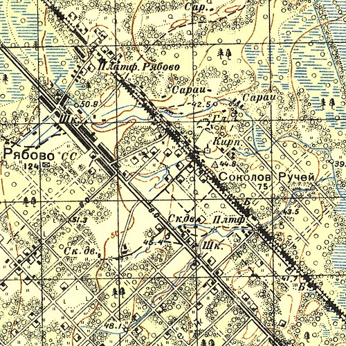 Plan des Dorfes Rjabowo.  1937