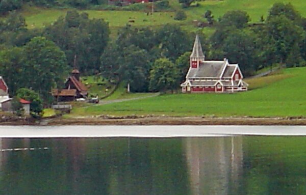 View of the two churches in Rødven