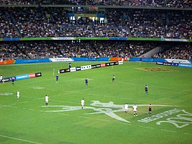 The Commonwealth Games are the third-largest multi-sport event in the world, bringing together globally popular sports and peculiarly "Commonwealth" sports, such as rugby sevens, shown here at the 2006 Games in Melbourne. Rugby melbourne commonwealth games.jpg