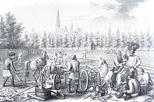 Русские огородники в Риге. Гравюра Т. Х. Рикмана, 1842.