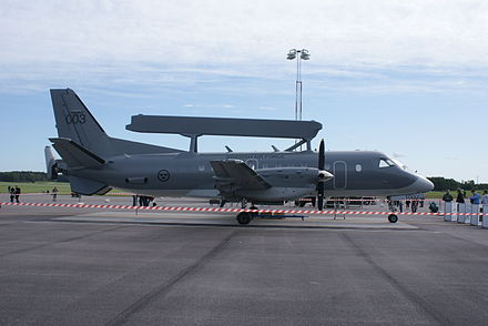 Saab 340 with Erieye radar Saab340SwedishAirforce.JPG