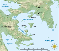 Øya Hydra i Saroniabukta