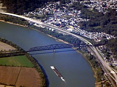 Aerial view of the Sciotoville Bridge in 2017