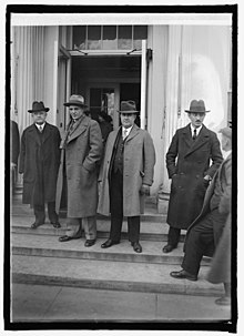 Grange (second from left) with Senator William B. McKinley and Representative William P. Holaday in Washington in 1925. McKinley introduced Grange and the Bears to President Calvin Coolidge. Senator McKinley, "Red" Grange & Rep. Wm. P. Holaday, 12-8-25 LCCN2016850662.jpg