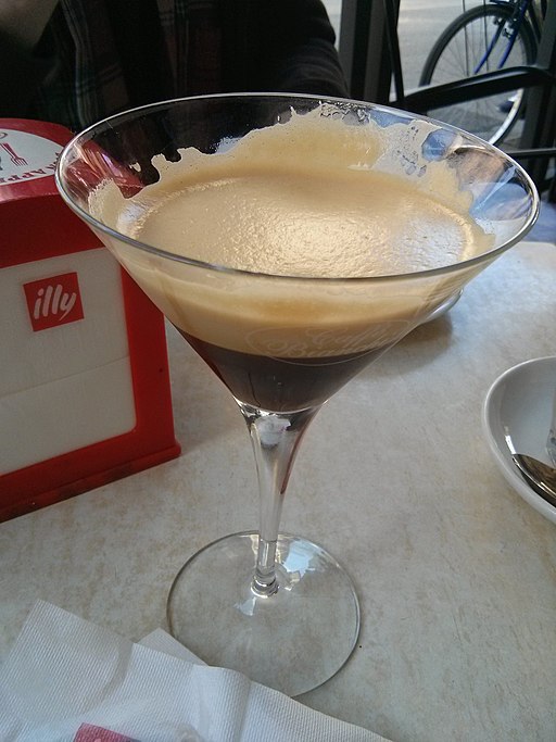 Shakerato in a martini glass
