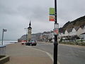 The bus stop at the site of the old Shanklin Pier, Shanklin, Isle of Wight in February 2012. The stop is served by Southern Vectis buses on route 22 and the Shanklin Steamer service.