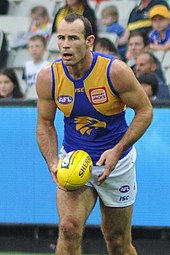 Shannon Hurn holds the record for most games played for the West Coast Eagles with 333 games before retiring after the 2023 AFL season. Shannon Hurn 2018.1.jpg