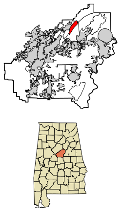 Emplacement de Shoal Creek dans le comté de Shelby, en Alabama.