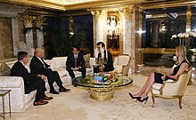 Trump, Shinzo Abe, and others at Trump's penthouse, 2016 Shinzo Abe met with President-elect Donald Trump (5).jpg