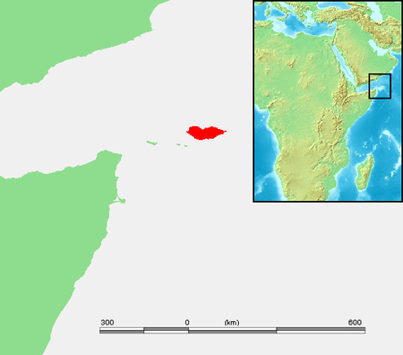 Location of Socotra Island in the Indian Ocean south of mainland Yemen.