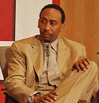 Stephen A. Smith - main panelist on First Take, and analyst on multiple other ESPN programs Stephen A Smith cropped.jpg