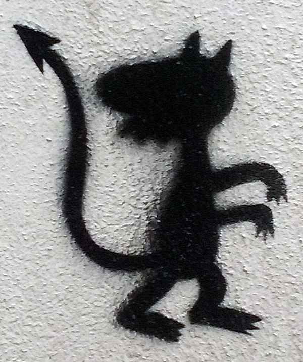 Street-art of Luci, a character from Disenchantment, seen at Clermont-Ferrand, Auvergne in November 2018
