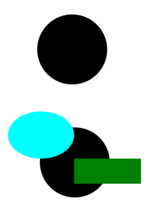 Per creare la composizione in basso è stato riusato il codice del cerchio in alto (sia nel caso di SVG che di Canvas)