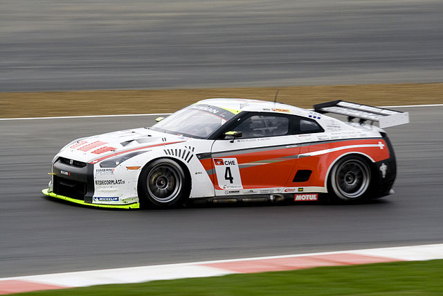 Nissan GT-R GT1s were entered by the Swiss Racing Team (pictured) and Sumo Power GT