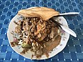 Tahu gimbal. a tofu-dish with peanut sauce and gimbal (shrimp fritter) from Semarang.