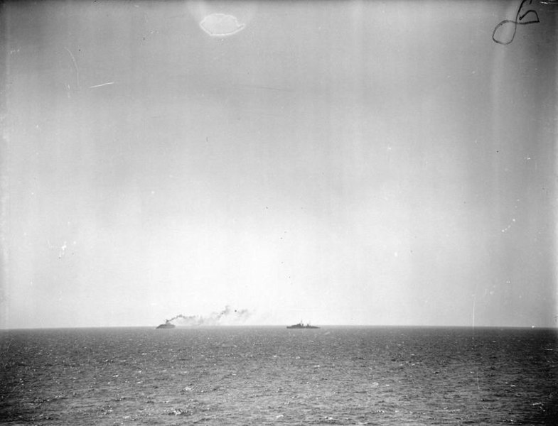 File:The End of the British Aircraft Carrier, HMS Eagle, Whilst on Convoy Duty To Malta. 19 August 1942. A11357.jpg