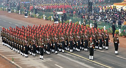 The Maratha Light Infantry marching contingent passes through the Rajpath during the 69th Republic Day Parade, 2018