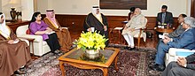 The Prime Minister, Shri Narendra Modi meeting the Foreign Minister of Bahrain, Shaikh Khalid Bin Mohamed Al Khalifa, in New Delhi on February 23, 2015 The Prime Minister, Shri Narendra Modi meeting the Foreign Minister of Bahrain, Shaikh Khalid Bin Mohamed Al Khalifa, in New Delhi on February 23, 2015.jpg