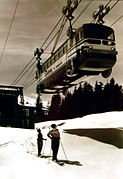 Bus as ski lift: The SkyWay at Timberline Lodge ski area, Oregon, USA, 1940s.