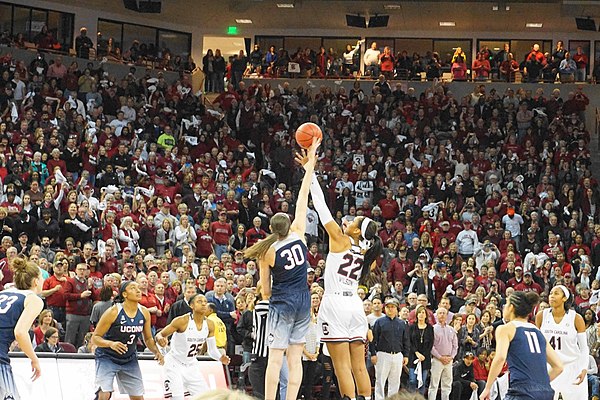 Tipoff at Sold-out South Carolina arena; game between UConn and South Carolina.