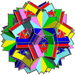 Compound of six decagrammic prisms Polyhedral compound