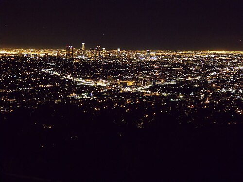 Los Angeles at night, seen from Griffith Observatory at Mt. Hollywood