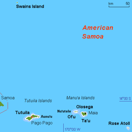 A map of the United States Territory of American Samoa