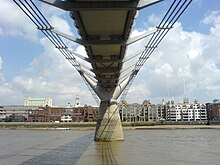 Underside of bridge from Southbank Underneath Millennium Bridge.JPG