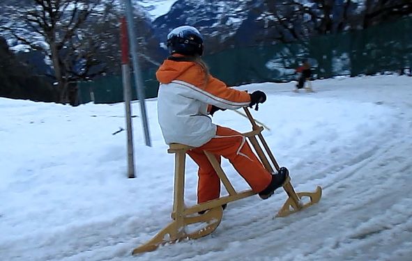 Created 100 years ago in Grindelwald, Switzerland, this snow bike is still exclusively manufactured in Grindelwald