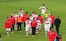 Flag of the VfB Stuttgart football club before the match