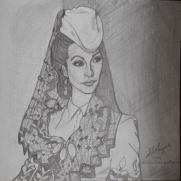 File:Vivien Leigh dessin de l'actrice d'autant en emporte le vent par artiste slmorgan.jpg