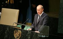 Vladimir Poutine devant l'Assemblée générale des Nations unies appelant à une large coalition contre l'État islamique.