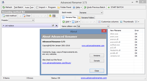 Windows 8.1'de çalışan Advanced Renamer v3.73 Portable