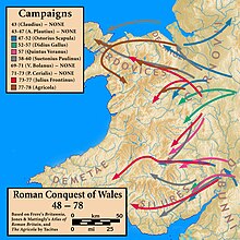 Map of the Roman invasion of Wales Wales.Roman.Conquest.jpg